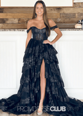 Myra | A Line Lace Appliques Light Pink Sequin Long Prom Dress - Price #price_variant_lowest# - Black - PromDressClub